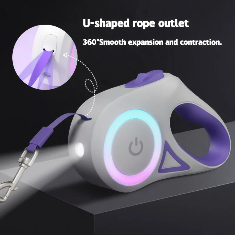 LED Retractable Leash with light