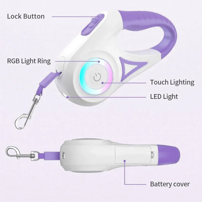 LED Retractable Leash with light